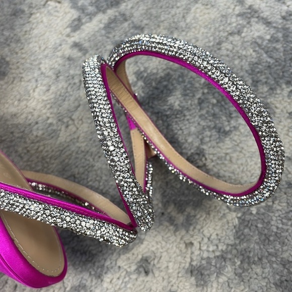 New Mach & Mach Double Bow Platform Crystal Sparkle Pointed Toe Heels Sz 37 - Picture 15 of 17